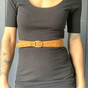 Vintage Ibisco leather leopard belt Sz S